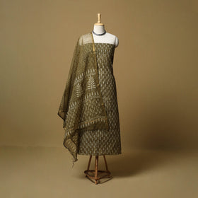 3pc kota doria cotton bagru unstitched dress material 36