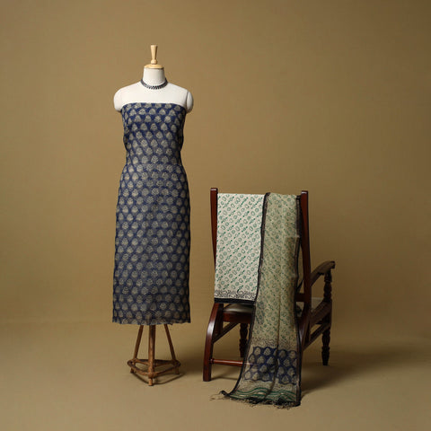 3pc kota doria cotton bagru unstitched dress material 37