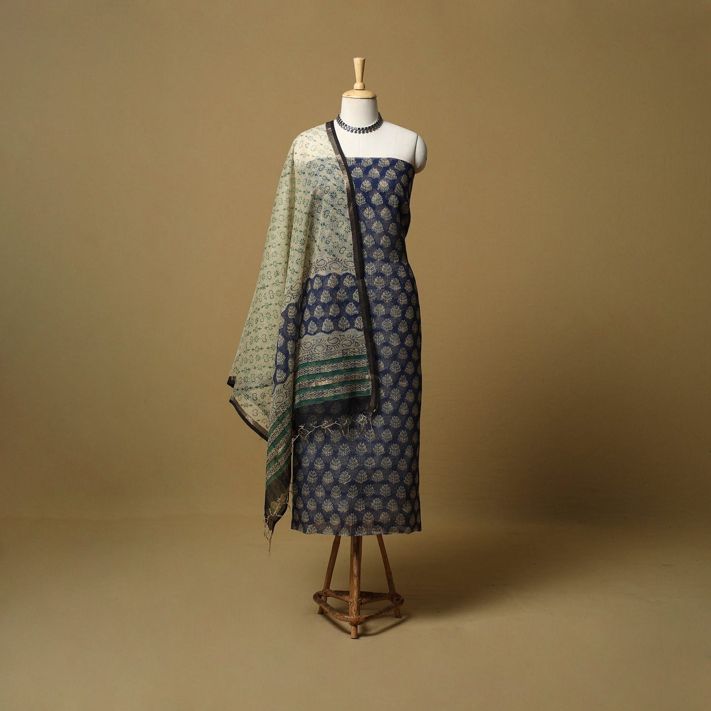 3pc kota doria cotton bagru unstitched dress material 37