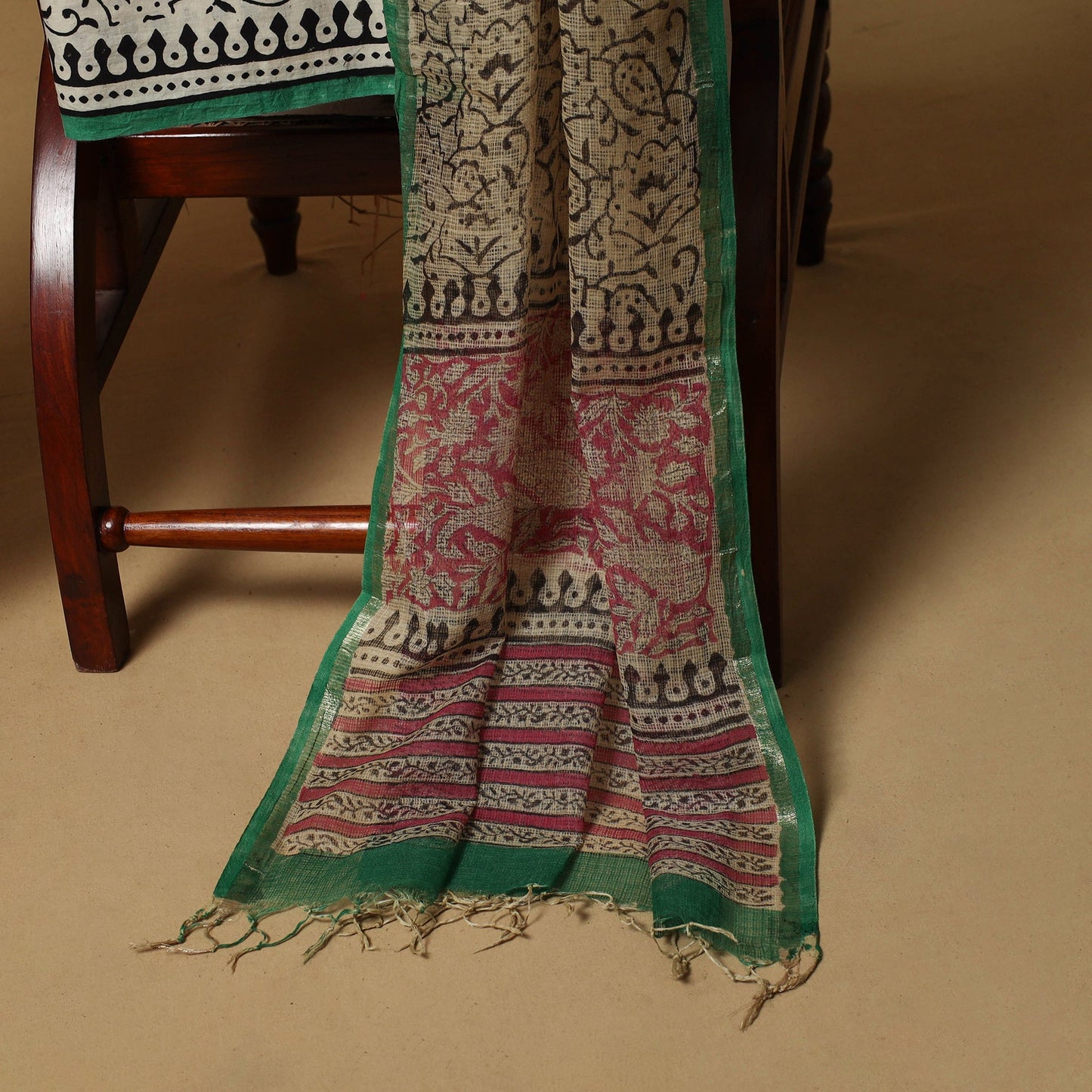 3pc kota doria cotton bagru unstitched dress material 38