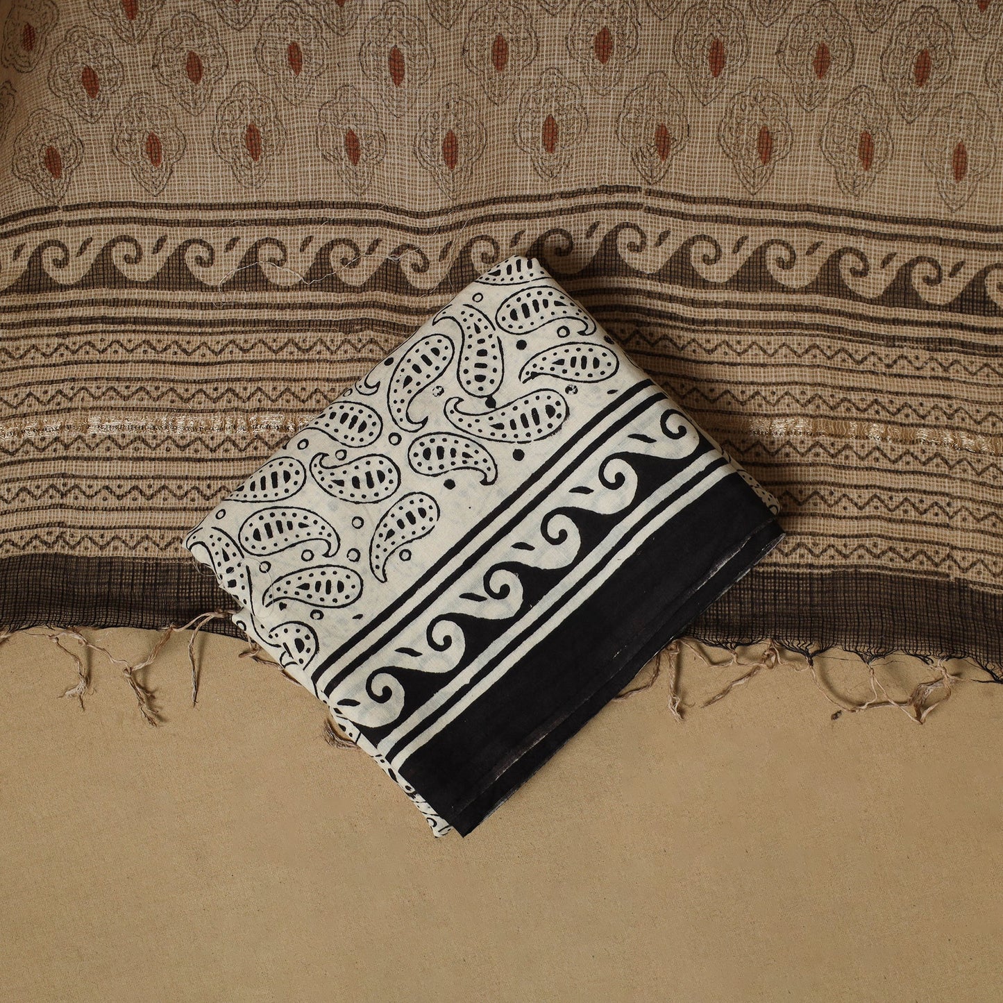 3pc kota doria cotton bagru unstitched dress material 39