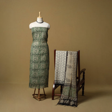 3pc kota doria cotton bagru unstitched dress material 40