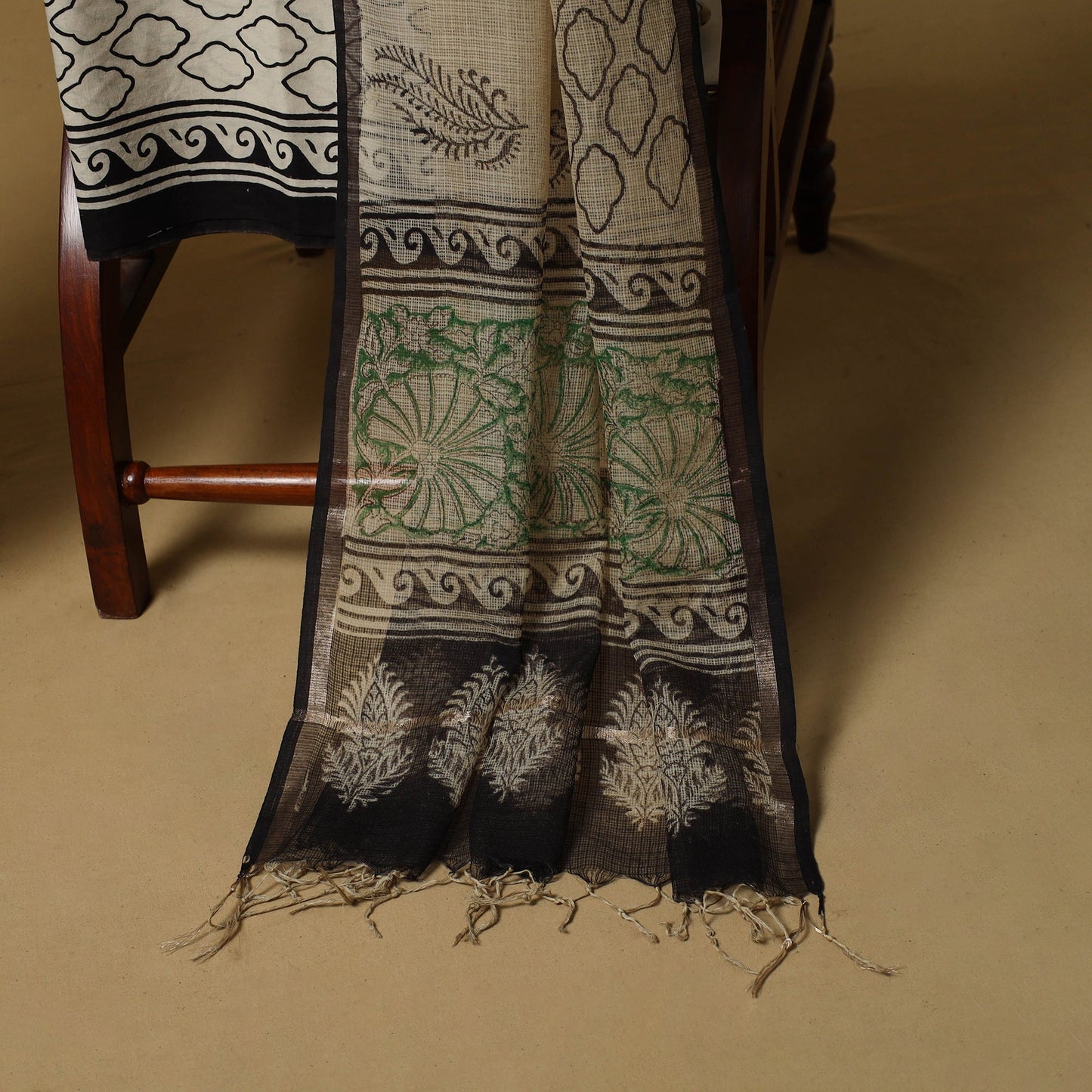 3pc kota doria cotton bagru unstitched dress material 40