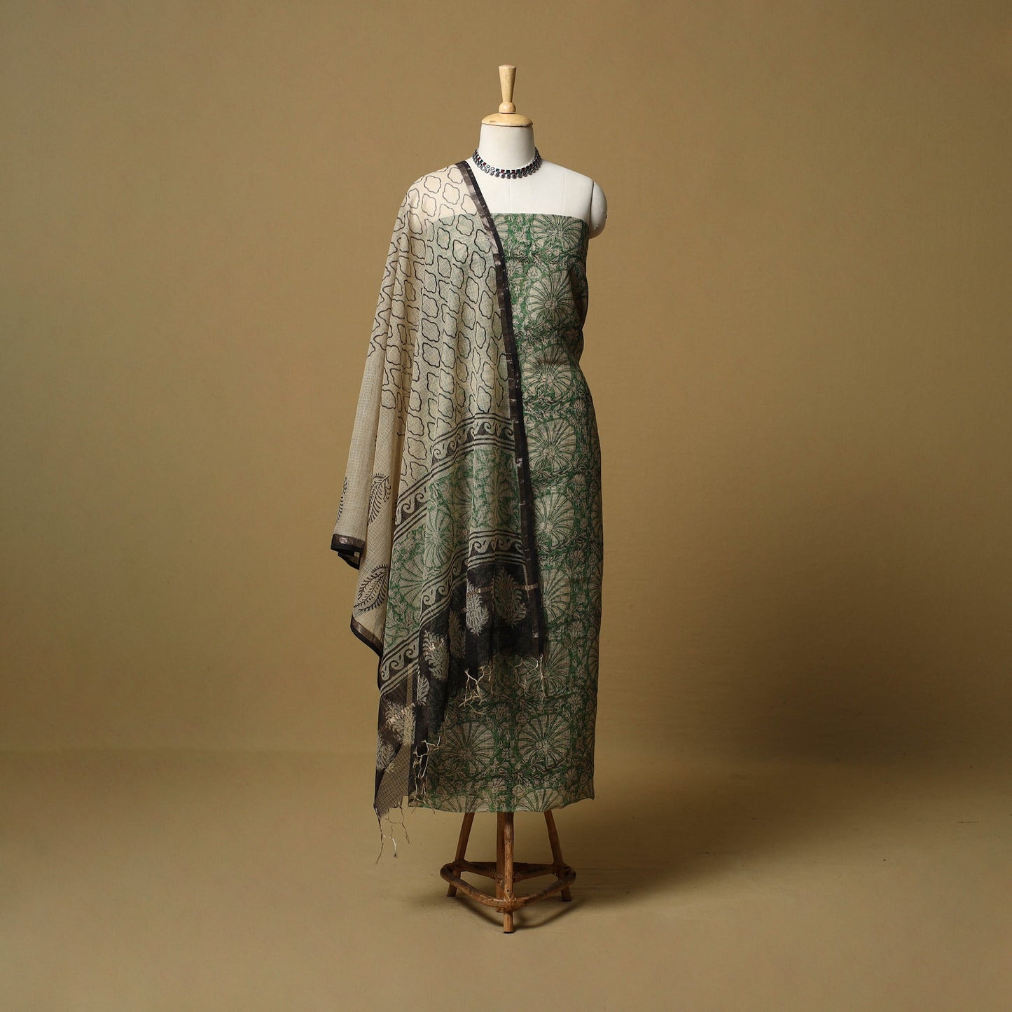 3pc kota doria cotton bagru unstitched dress material 40