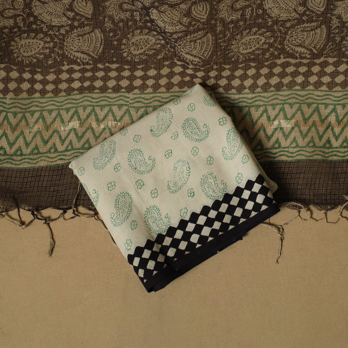 3pc kota doria cotton bagru unstitched dress material 41