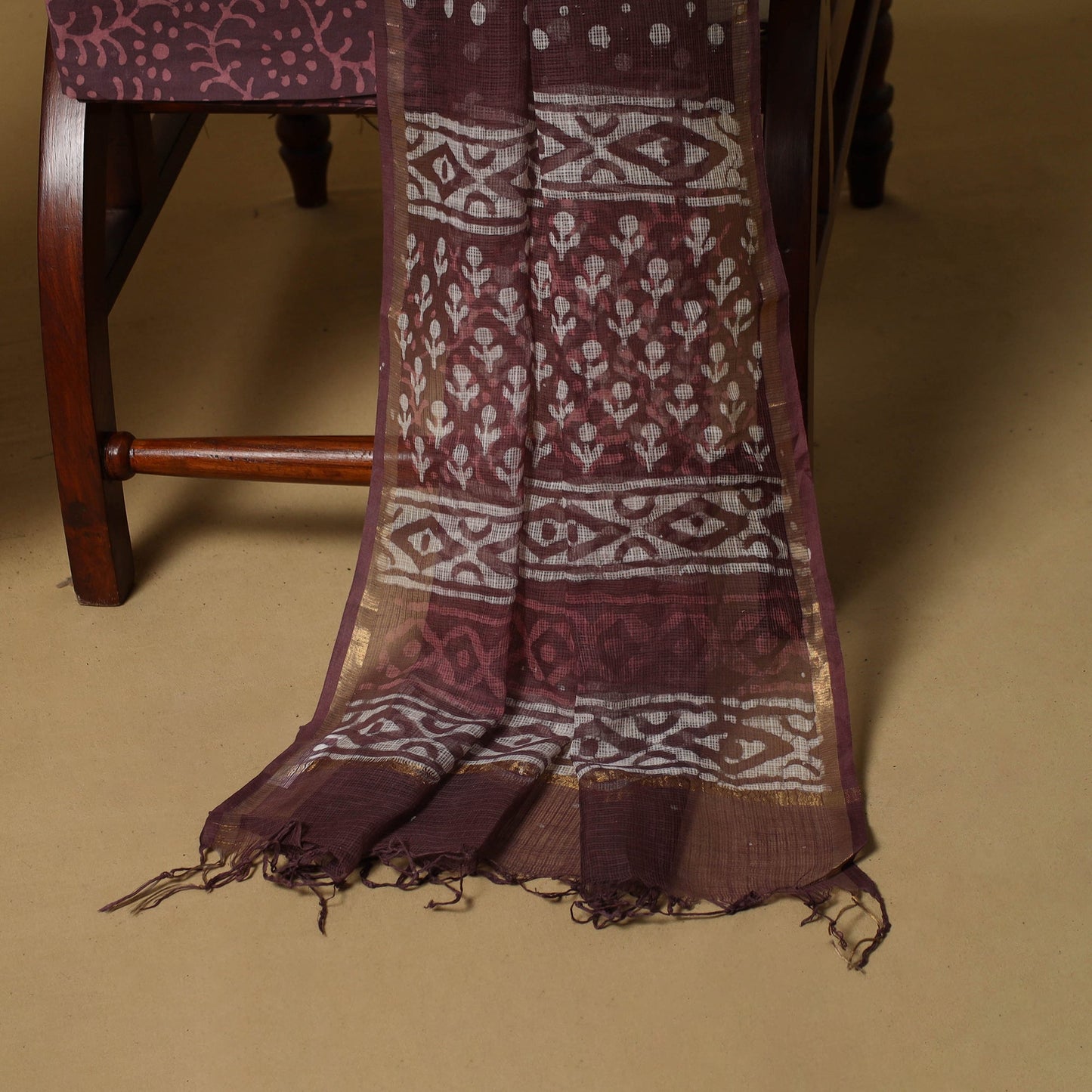 3pc kota doria cotton bagru unstitched dress material 56