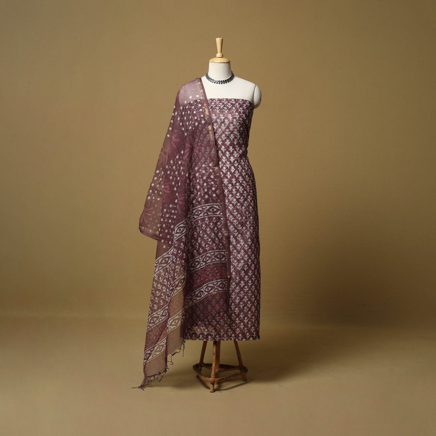 3pc kota doria cotton bagru unstitched dress material 56