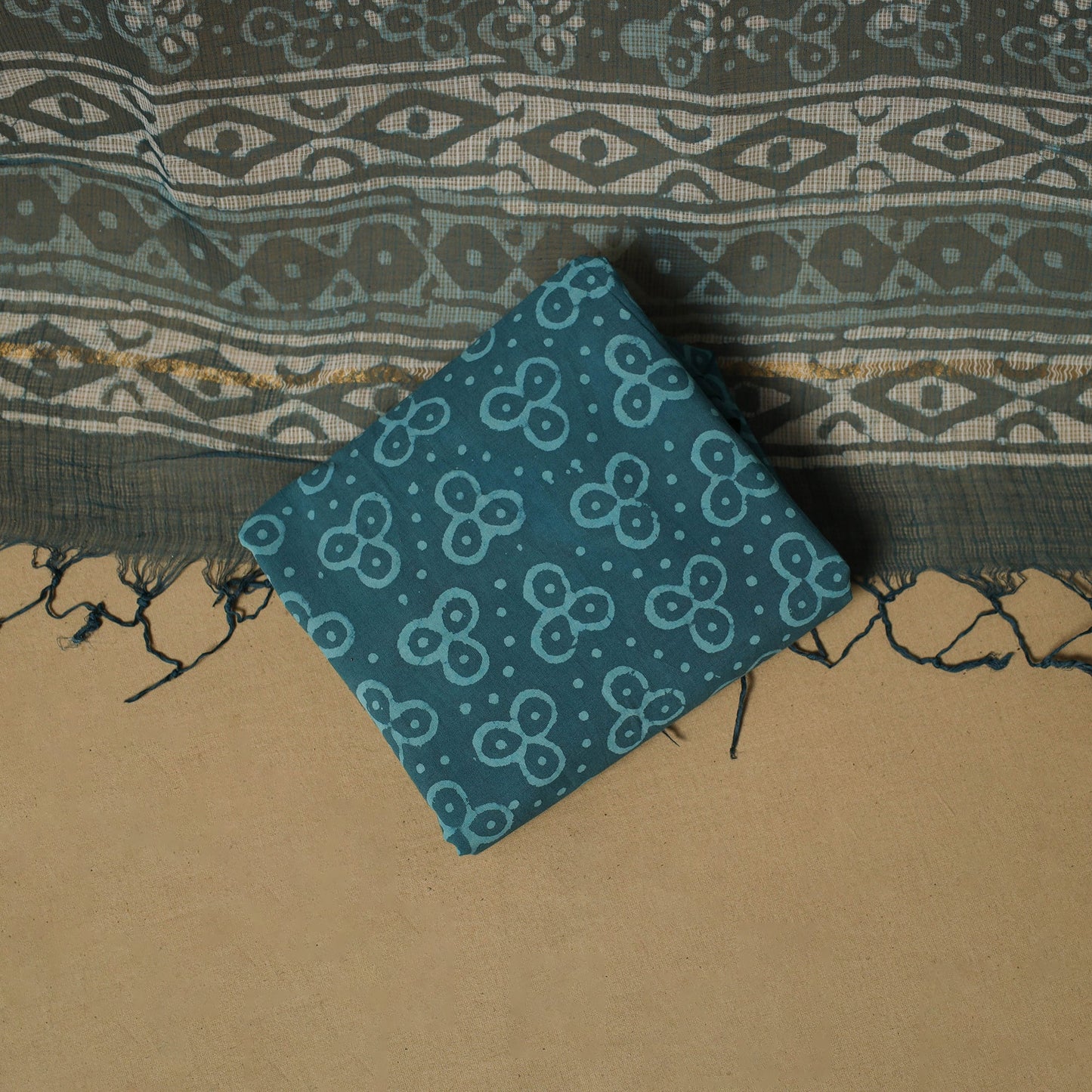 3pc kota doria cotton bagru unstitched dress material 57