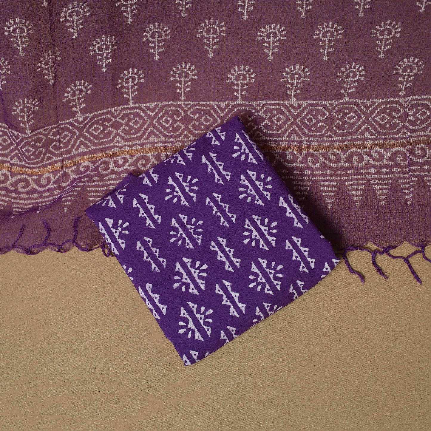 3pc kota doria cotton bagru unstitched dress material 59