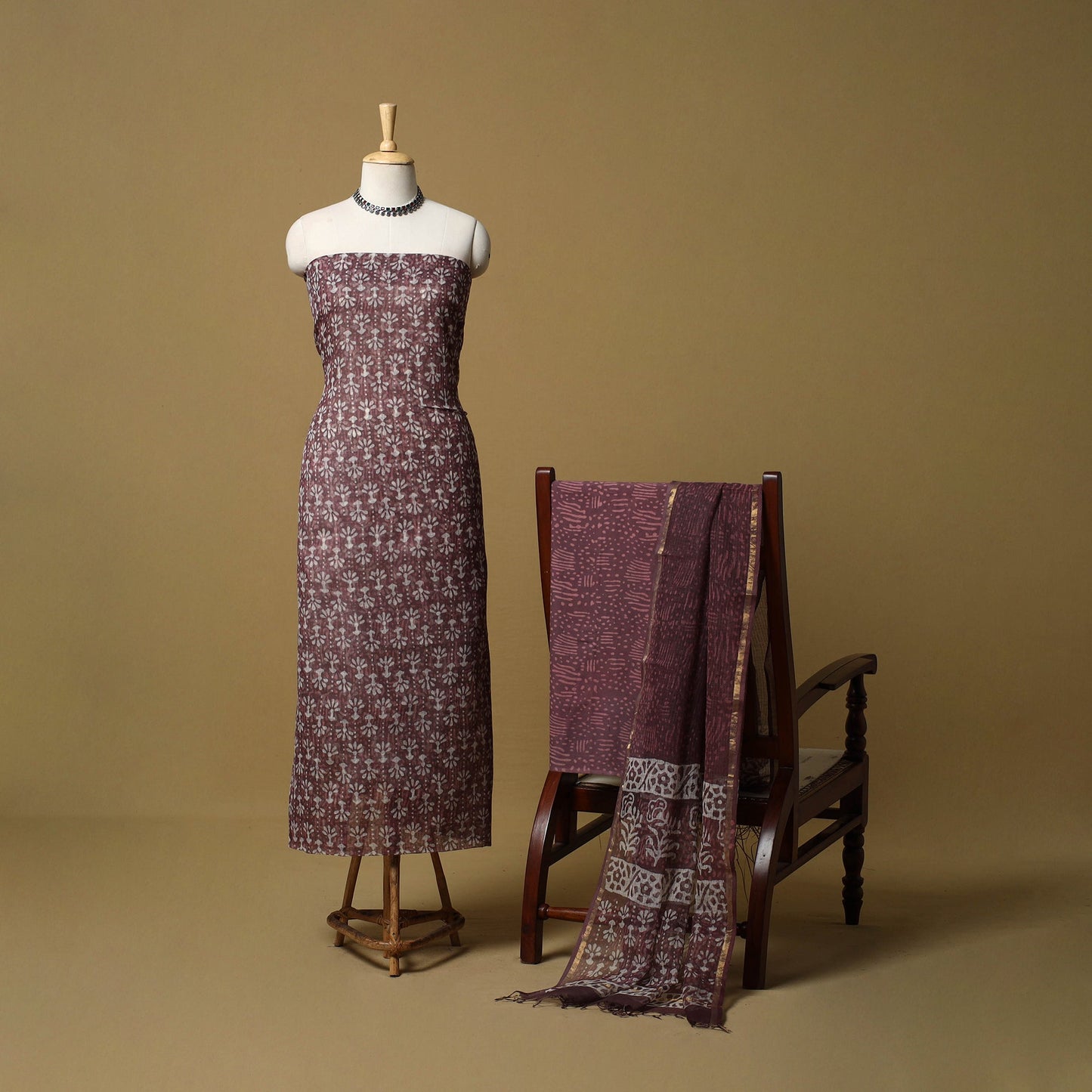 3pc kota doria cotton bagru unstitched dress material 60