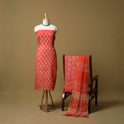 3pc kota doria cotton bagru unstitched dress material 62