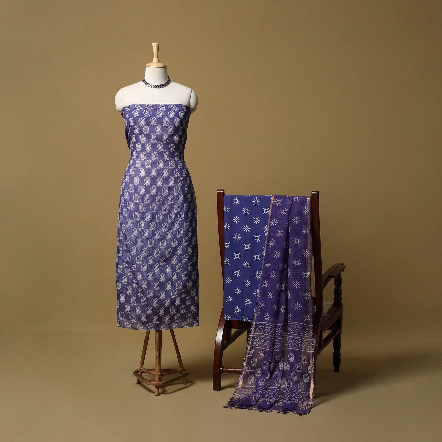 3pc kota doria cotton bagru unstitched dress material 63