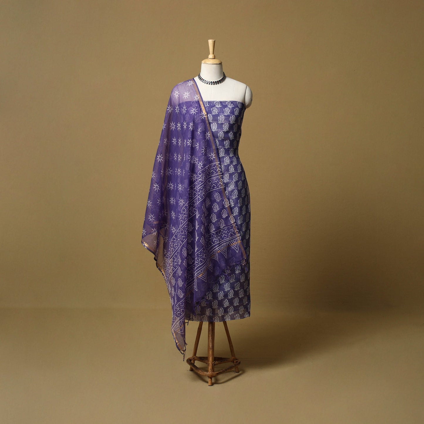 3pc kota doria cotton bagru unstitched dress material 63