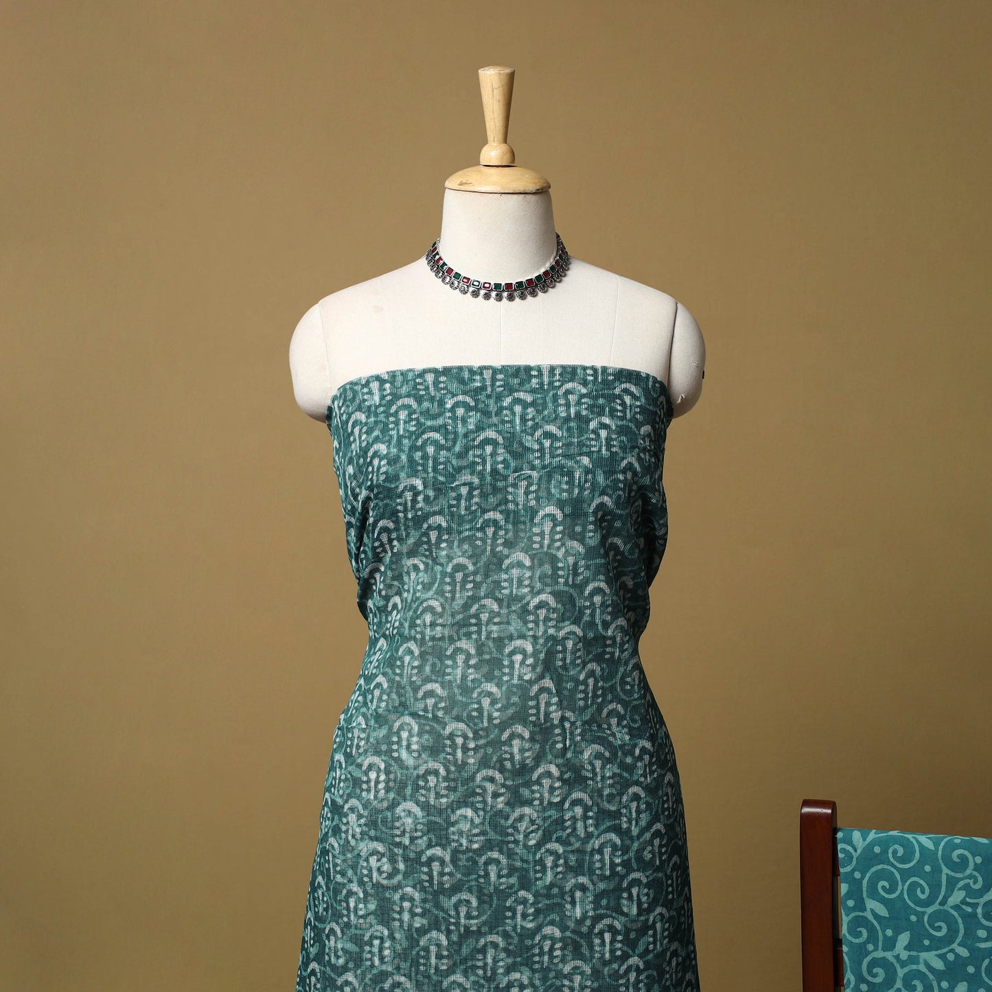 3pc kota doria cotton bagru unstitched dress material 64