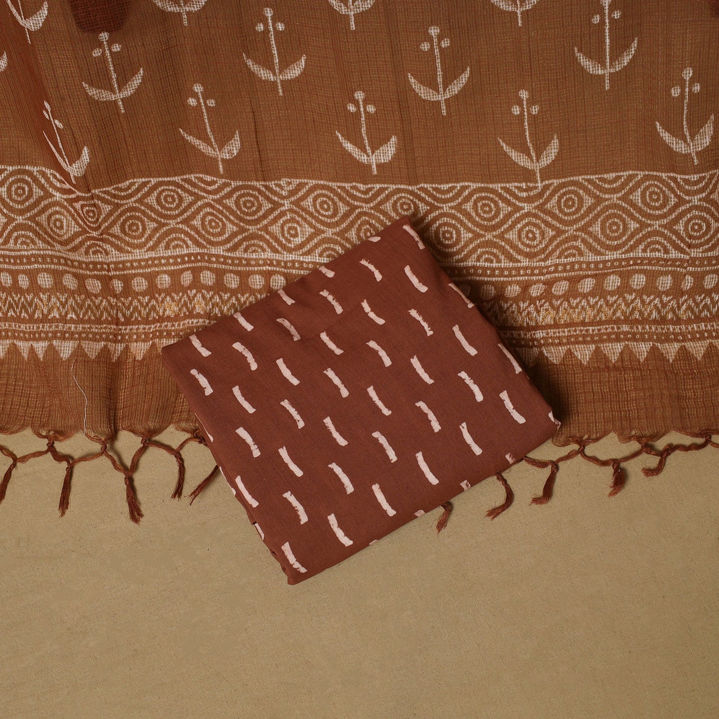 3pc kota doria cotton bagru unstitched dress material 65