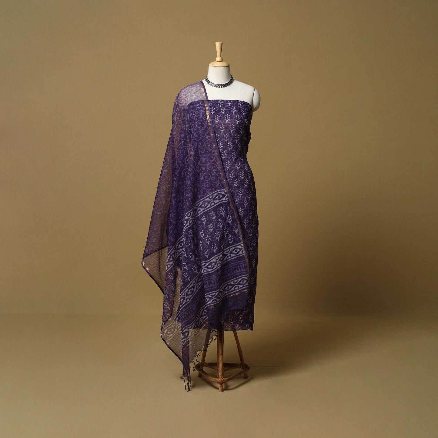 3pc kota doria cotton bagru unstitched dress material 66