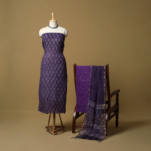 3pc kota doria cotton bagru unstitched dress material 66