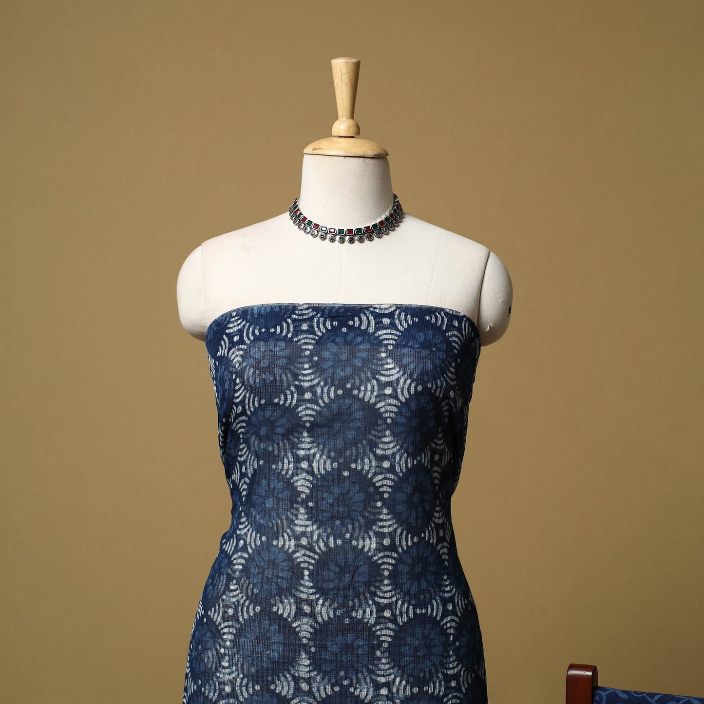 3pc kota doria cotton indigo bagru unstitched dress