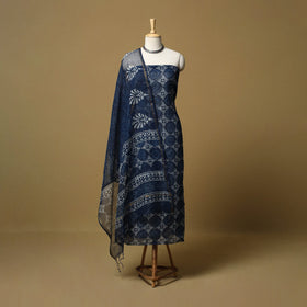 3pc kota doria cotton indigo bagru unstitched dress
