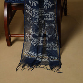 3pc kota doria cotton indigo bagru unstitched dress