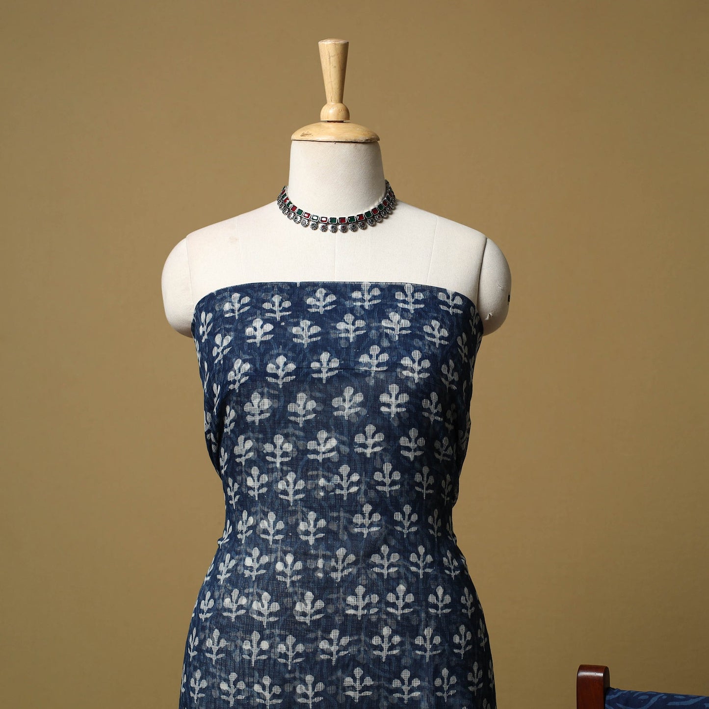 3pc kota doria cotton indigo bagru unstitched dress