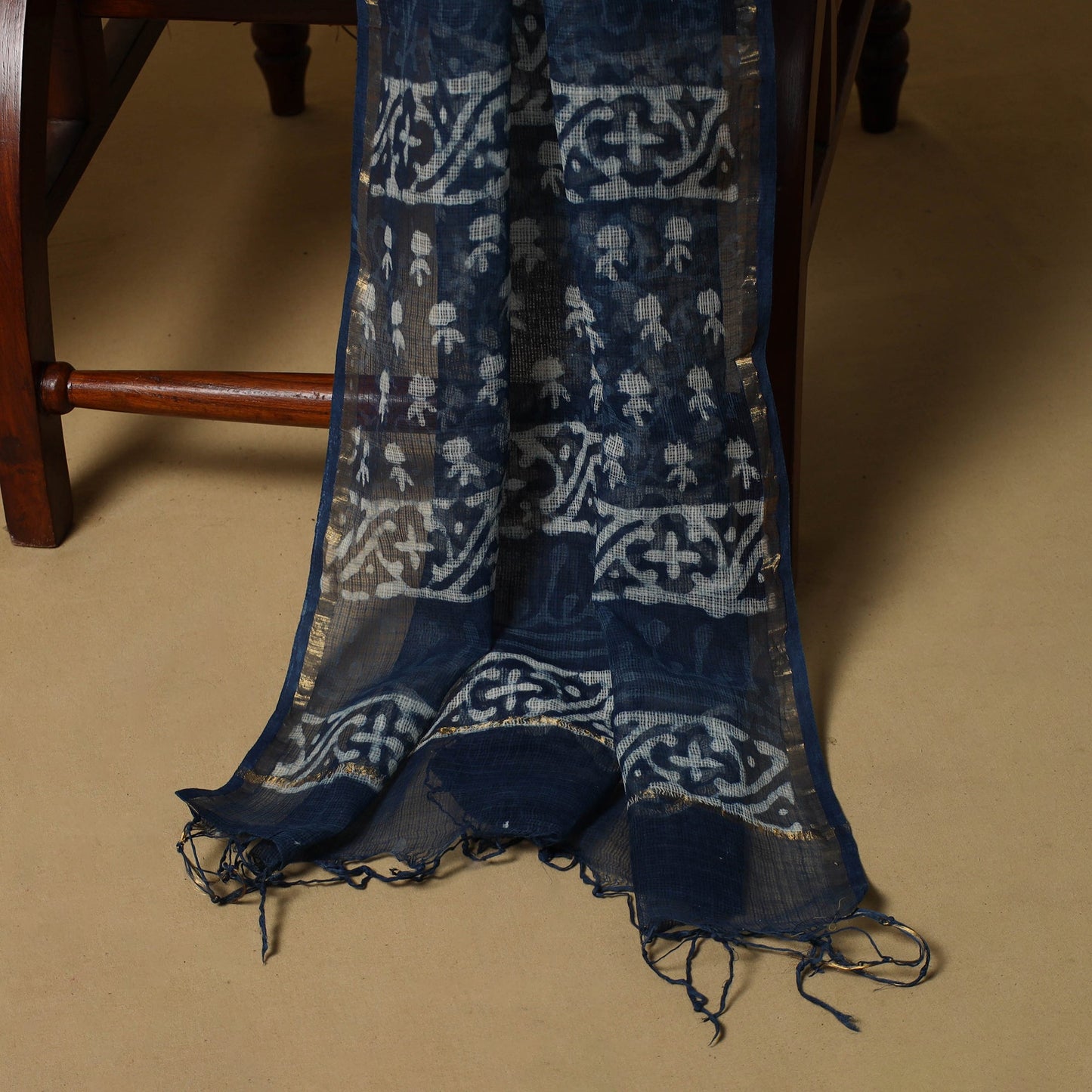 3pc kota doria cotton indigo bagru unstitched dress