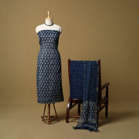 3pc kota doria cotton indigo bagru unstitched dress
