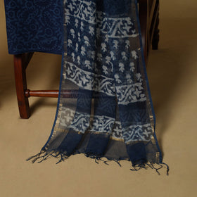 3pc kota doria cotton indigo bagru unstitched dress