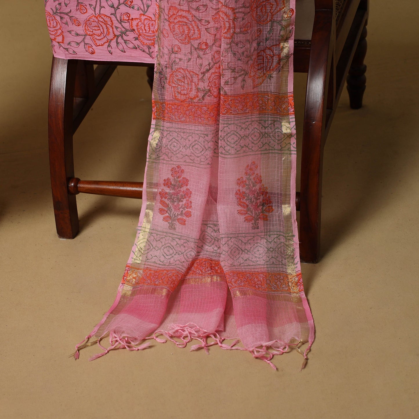 3pc kota doria cotton sanganeri unstitched dress material