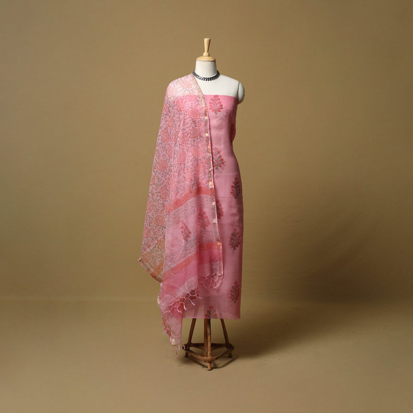 3pc kota doria cotton sanganeri unstitched dress material