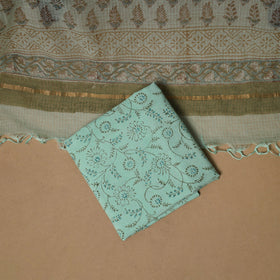 3pc kota doria cotton sanganeri unstitched dress material