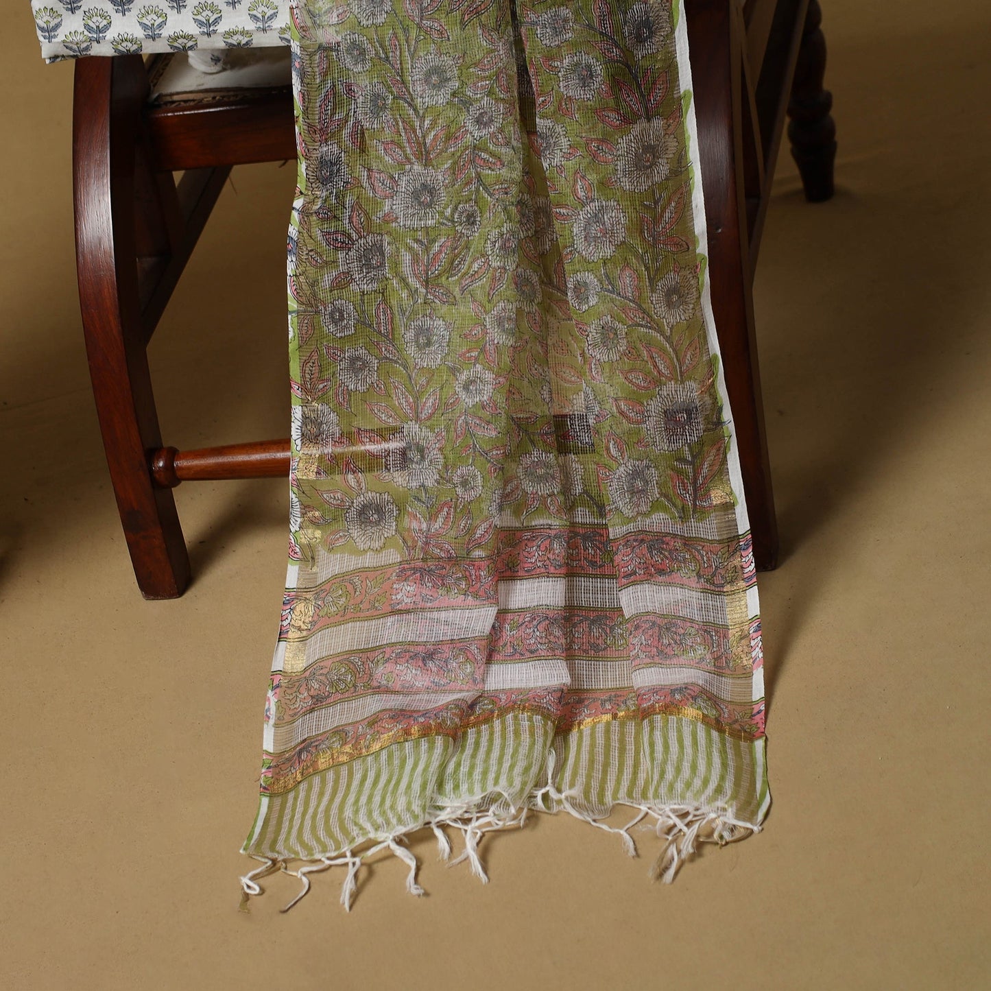 3pc kota doria cotton sanganeri unstitched dress material