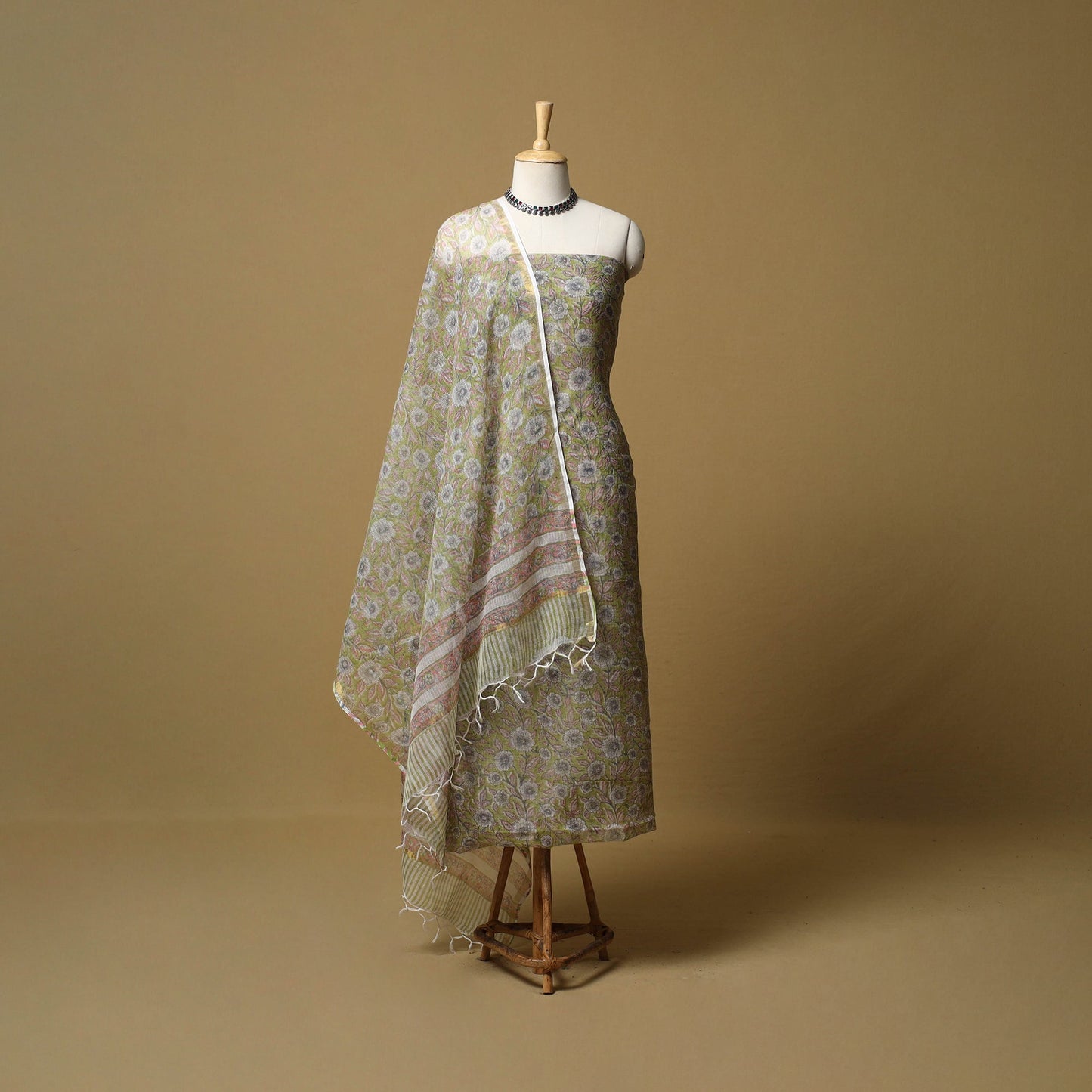 3pc kota doria cotton sanganeri unstitched dress material