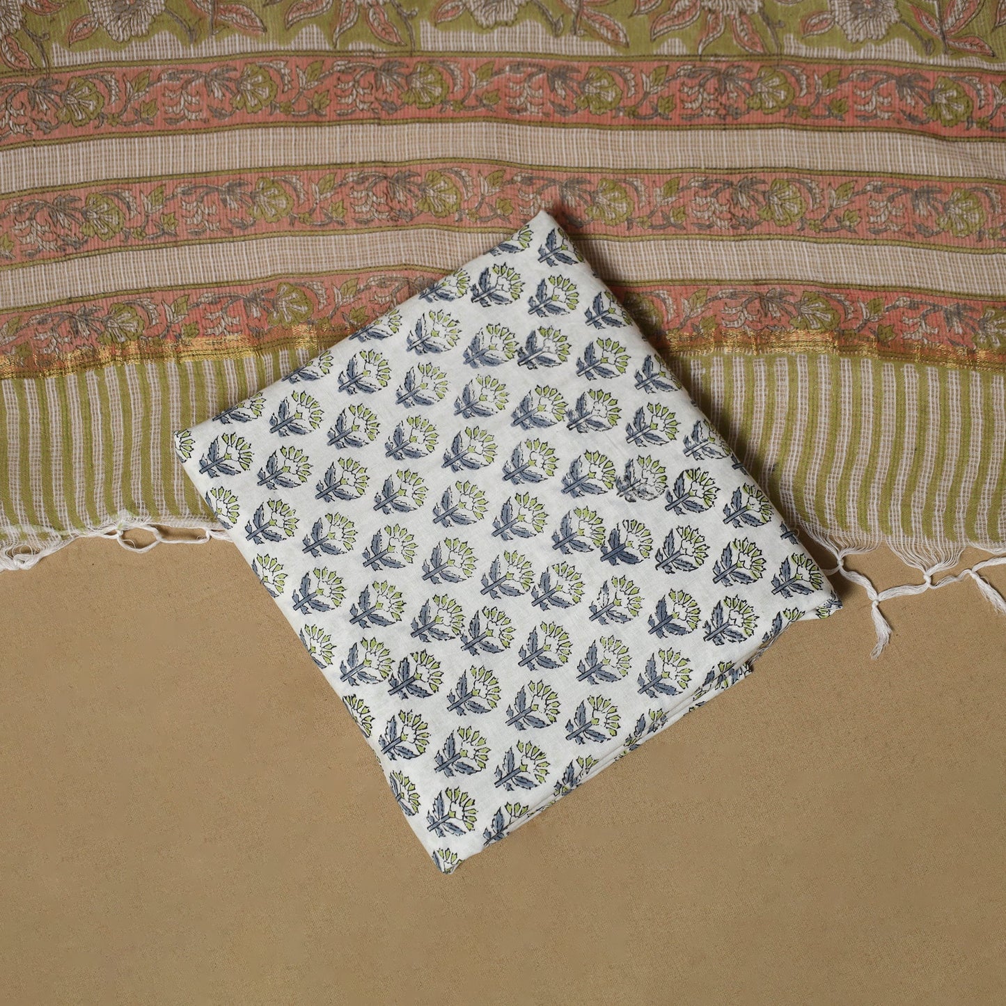 3pc kota doria cotton sanganeri unstitched dress material