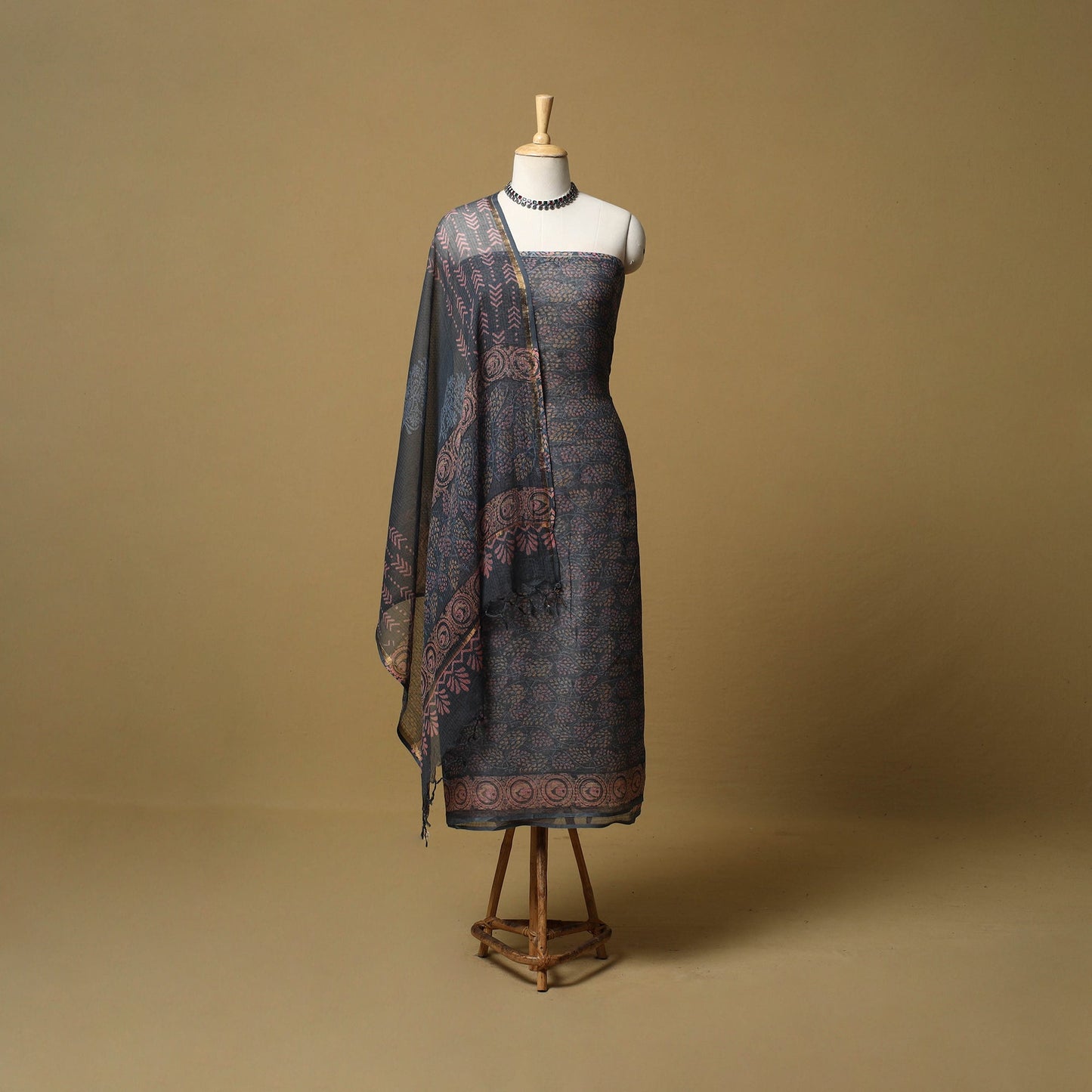 3pc kota doria cotton sanganeri unstitched dress material