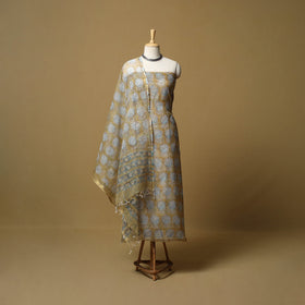 3pc kota doria cotton sanganeri unstitched dress material