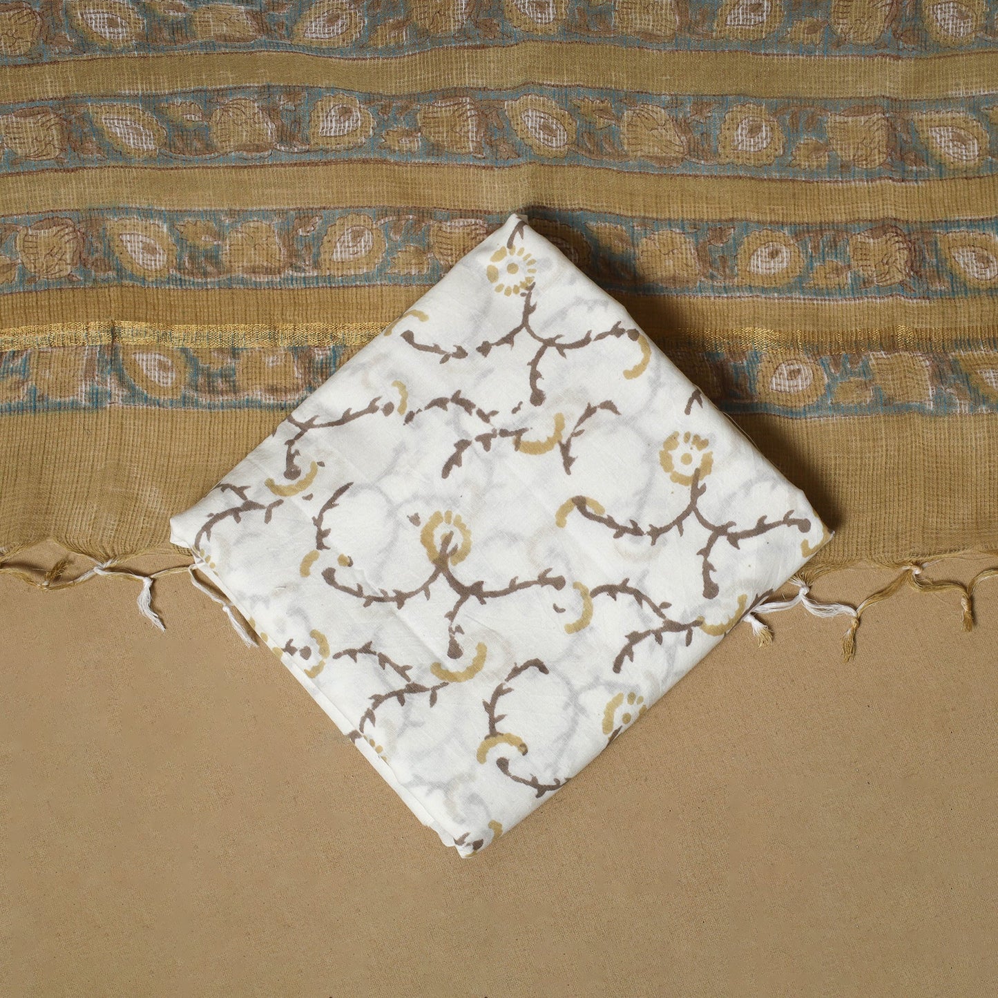 3pc kota doria cotton sanganeri unstitched dress material