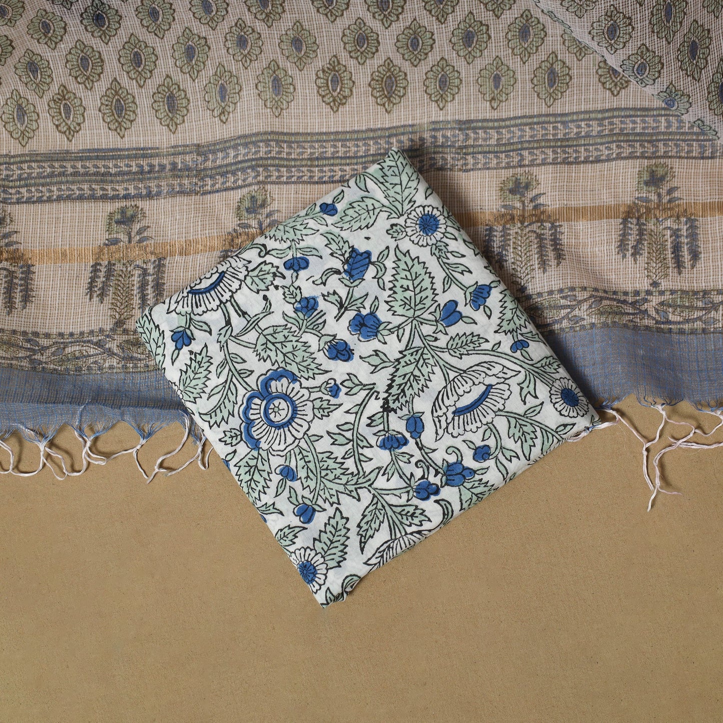 3pc kota doria cotton sanganeri unstitched dress material