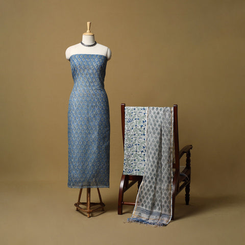 3pc kota doria cotton sanganeri unstitched dress material