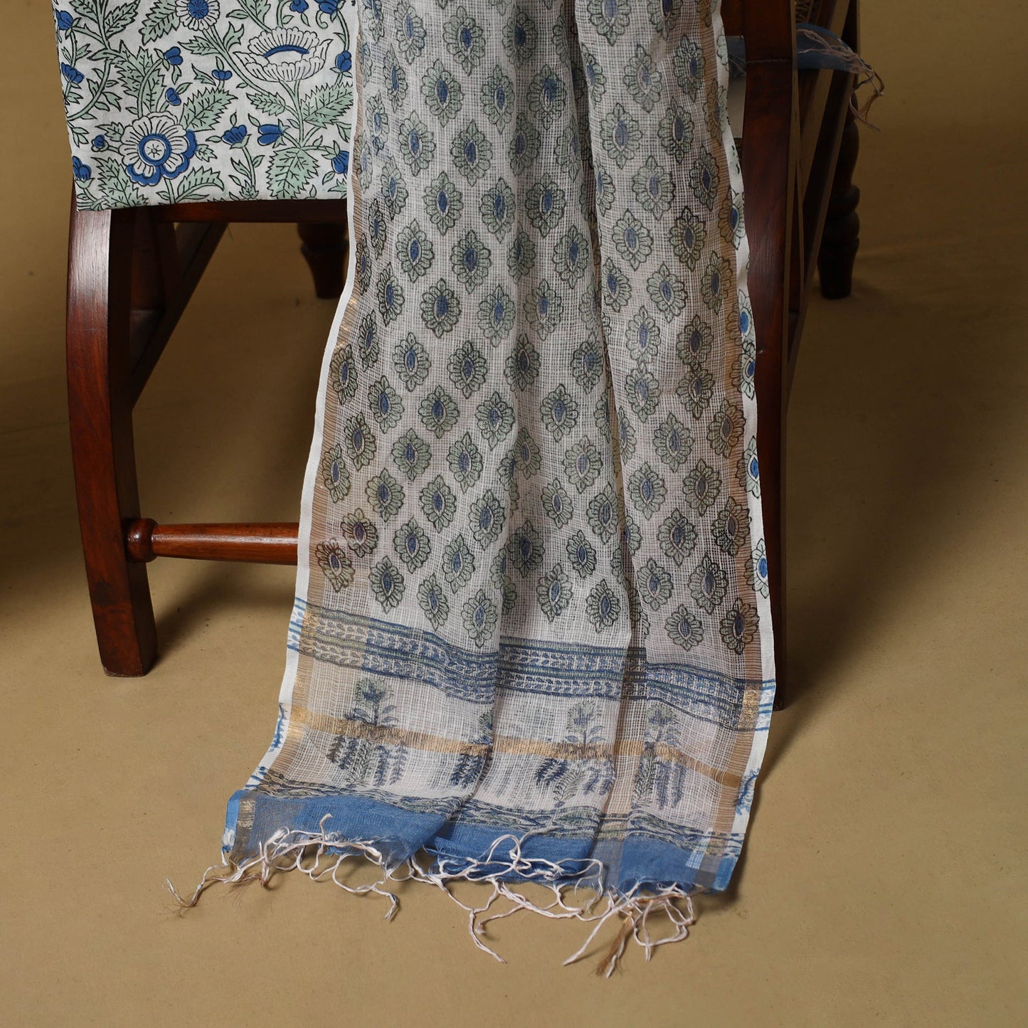 3pc kota doria cotton sanganeri unstitched dress material