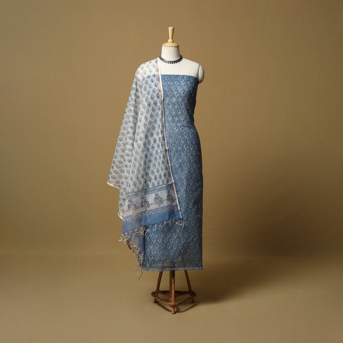 3pc kota doria cotton sanganeri unstitched dress material