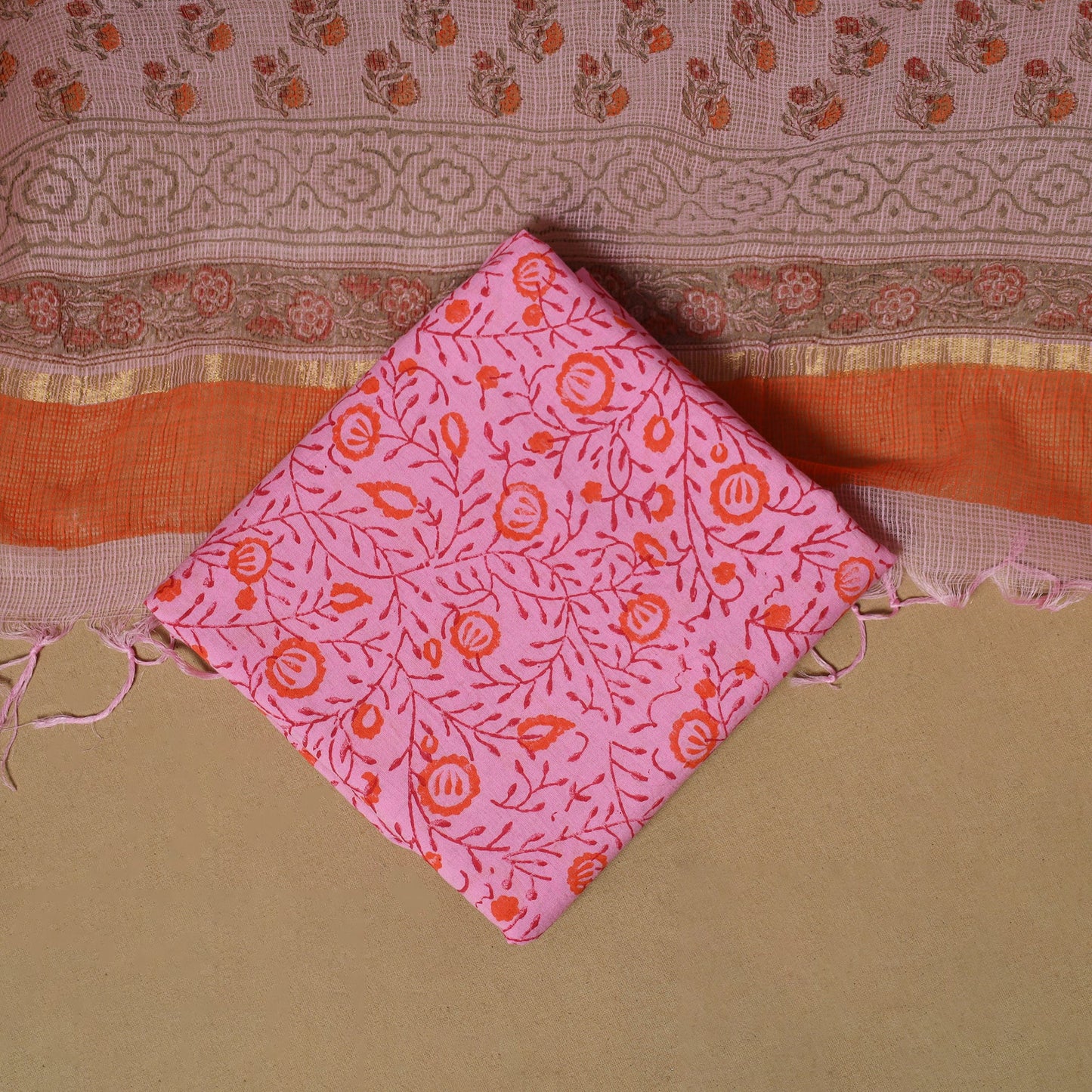 3pc kota doria cotton sanganeri unstitched dress material