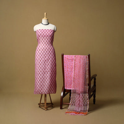 3pc kota doria cotton sanganeri unstitched dress material