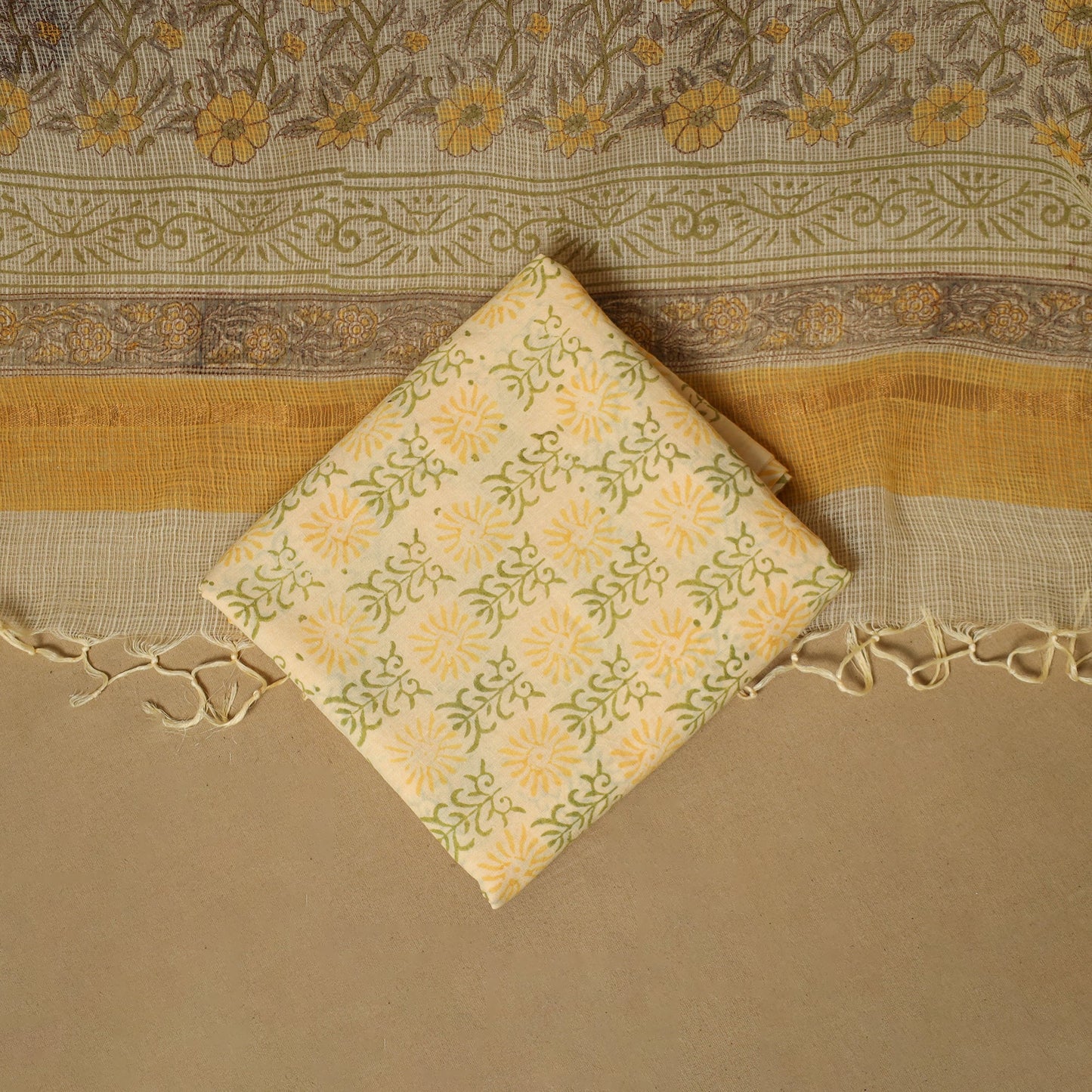 3pc kota doria cotton sanganeri unstitched dress material