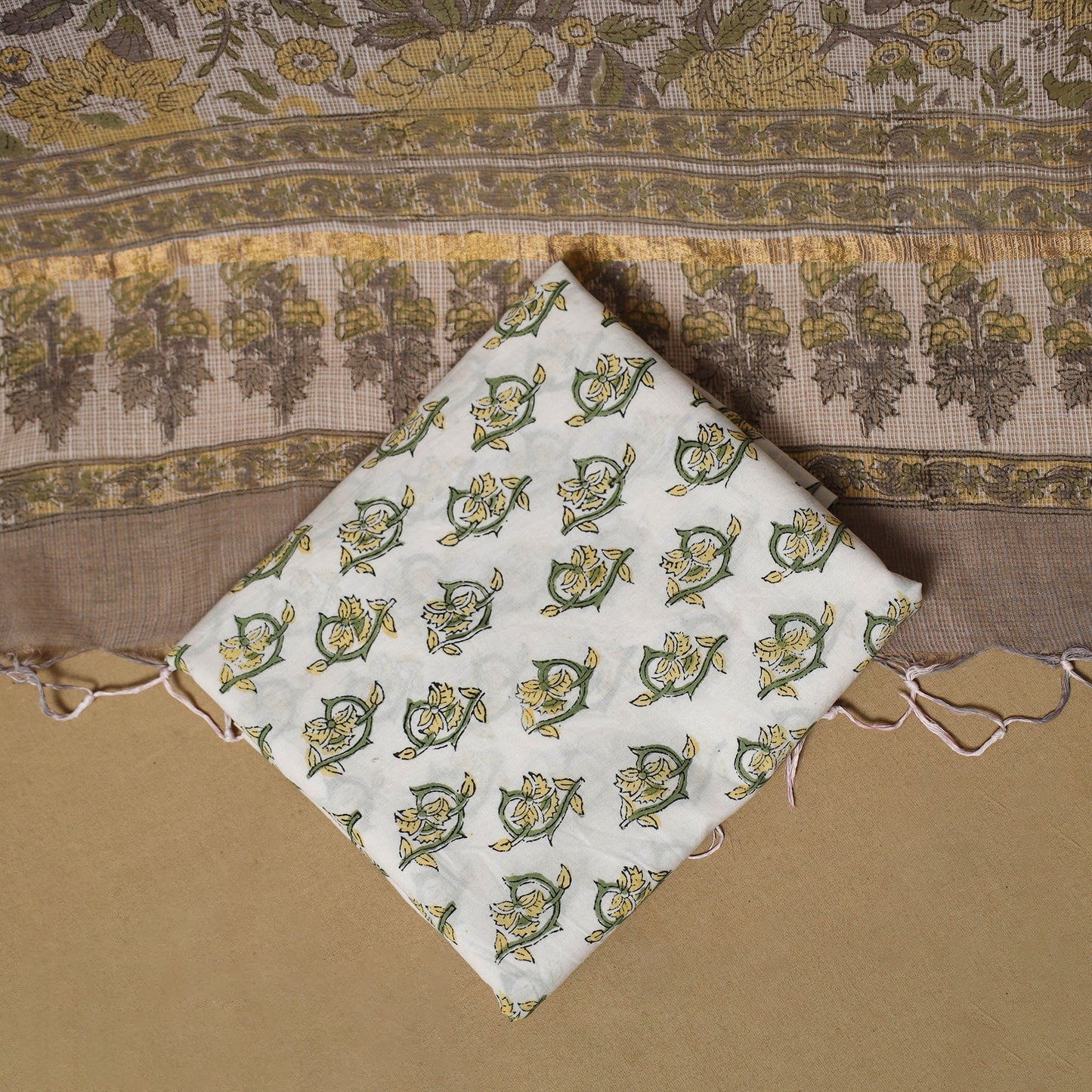 3pc kota doria cotton sanganeri unstitched dress material