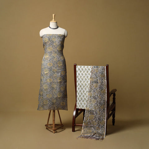 3pc kota doria cotton sanganeri unstitched dress material