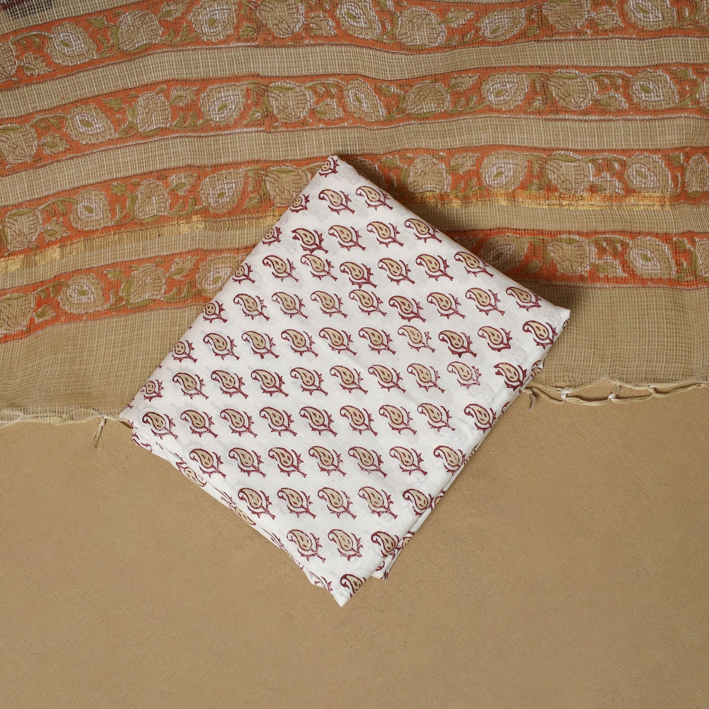 3pc kota doria cotton sanganeri unstitched dress material