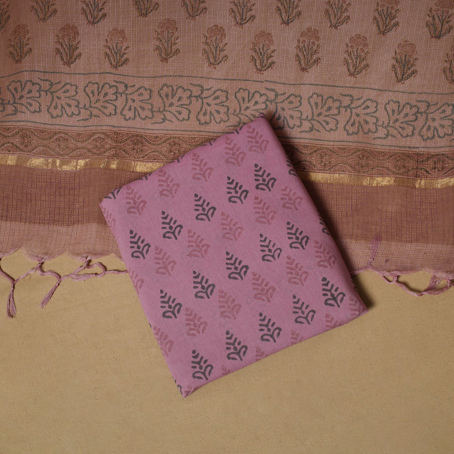 3pc kota doria cotton sanganeri unstitched dress material