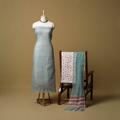 3pc kota doria cotton sanganeri unstitched dress material