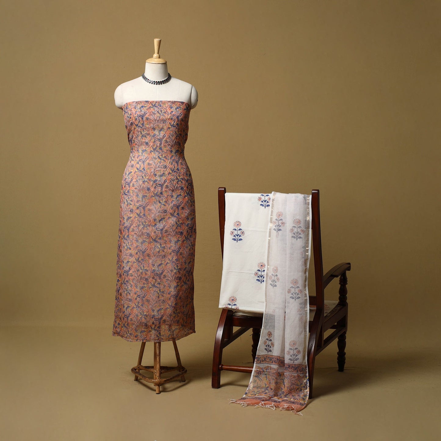 3pc kota doria cotton sanganeri unstitched dress material